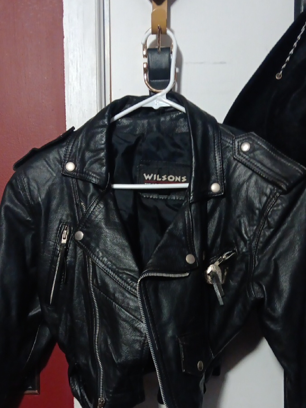 Wilson Black Leather Moto Jacket with Zipper Details